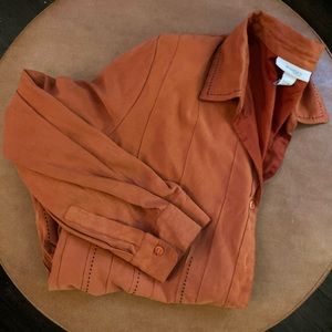 Dress Barn Orange Suede Button Up Vintage